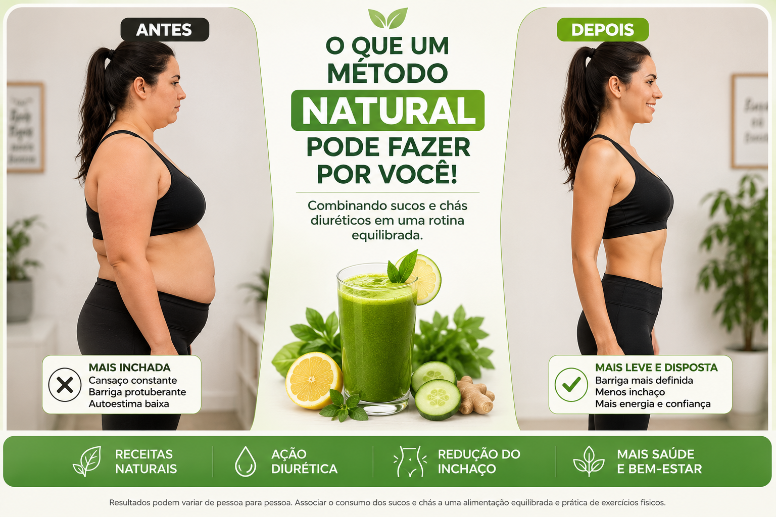 Mulher mais magra com sucos detox
