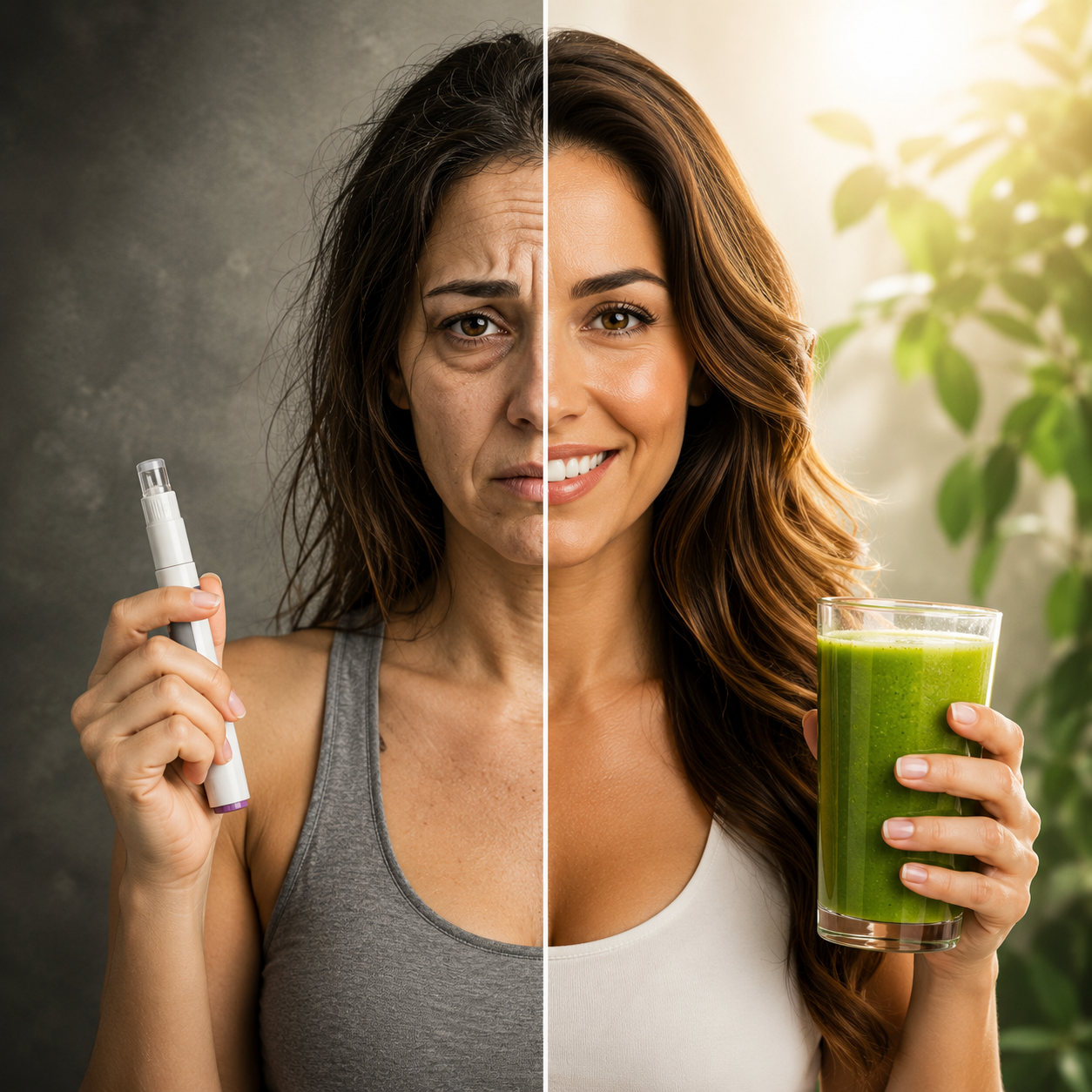 Mulher mais magra e desinchada depois de adotar os sucos detox